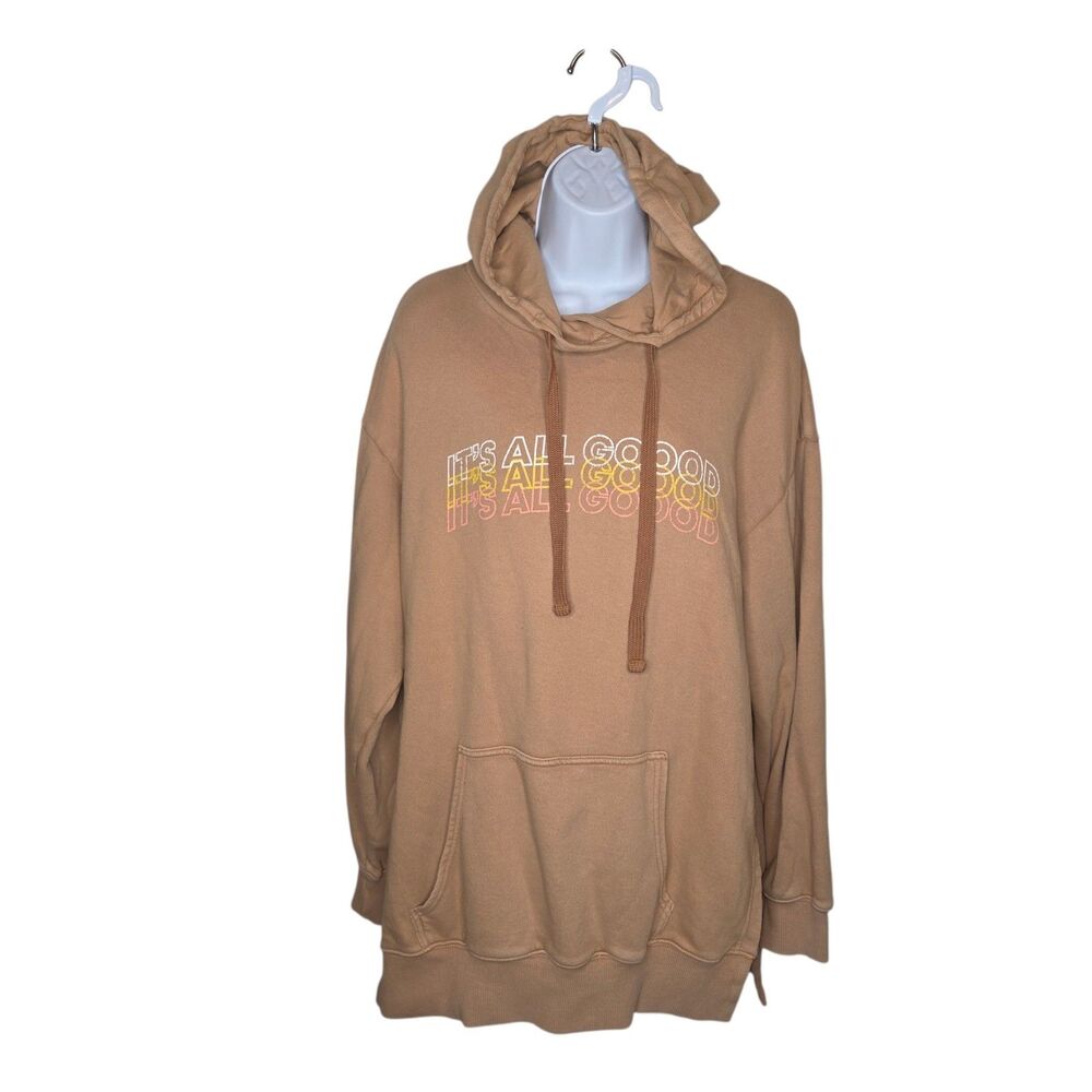 OFFLINE by Aerie "It's All Good" Oversized Graphic Hoodie - Tan (Size S)